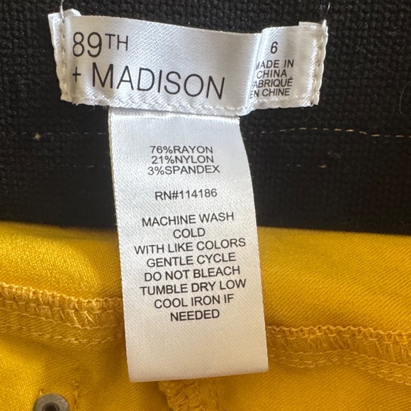 89th & Madison Yellow Cropped Women's Jeans - Picture 11 of 11